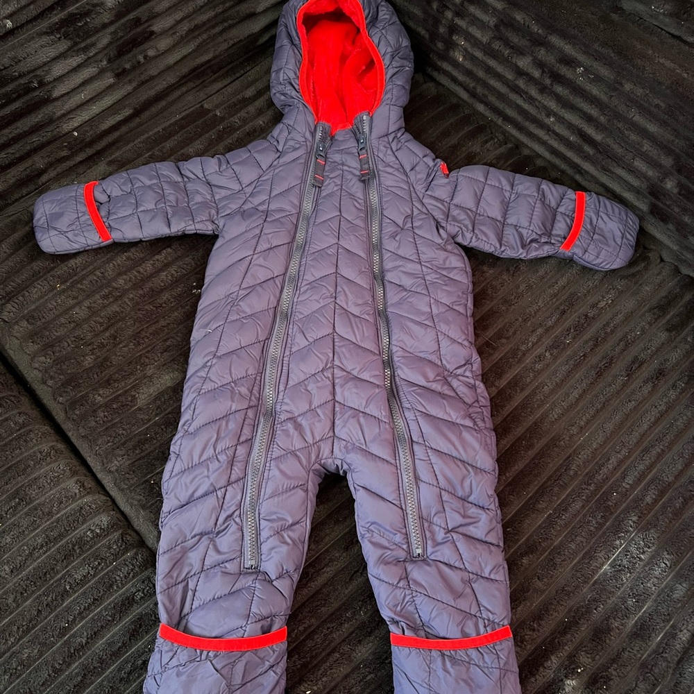 Snozu Navy Blue and Red Quilted Snowsuit